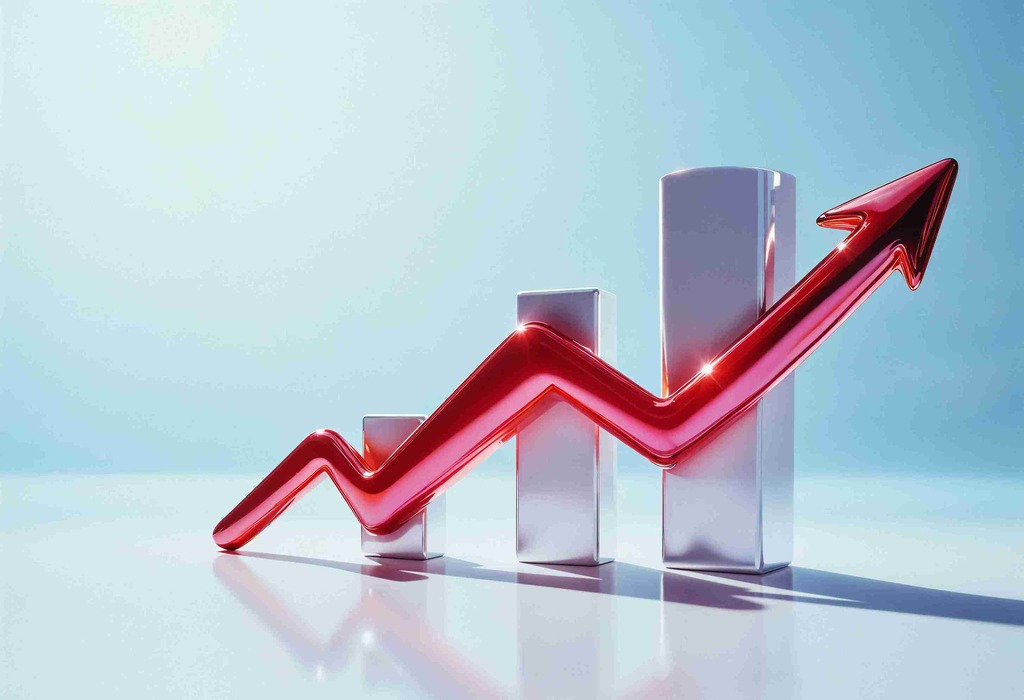 gráfico de barras e seta ilustrativa apontando para cima representando o Open Investment