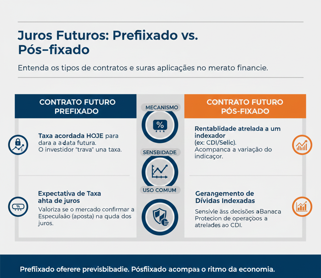 Infográfico digital mostrando tipos de juros futuros.