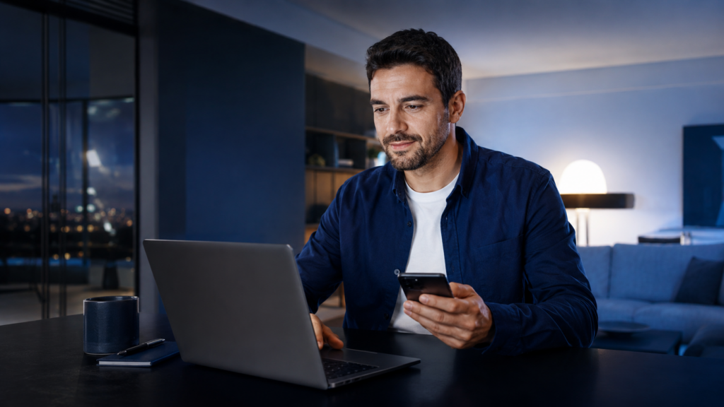 pessoa pesquisando qual melhor banco para abrir conta e investir no computador